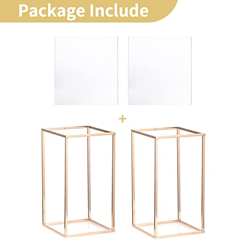 NUPTIO Gold Metal Rectangular Vase, 2 Pcs 15.75 inches Tall, Elegant Floral Centerpiece for Wedding, Housewarming, Mother's Day, Birthday, Anniversary, Party Decorations - size: 15¾ inch Tall