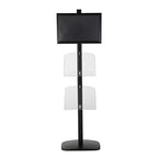 M&T Displays Free Standing Aluminum Display Stand Single Sided Document Brochure Sign Holder Front Loading Portrait Landscape Black Snap Frame 1x(11x17) 2 pcs Clear Acrylic Shelves 8.5x11 Inch - color: Black