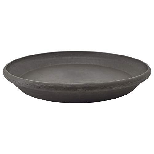 PSW Pot Collection AP25DC 10-inch Plastic/Stone/Wood Composite Plant Saucer Drip Tray – No Drainage Hole (Drillable), Indoor/Outer Water Tray, Dark Charcoal - color: Dark Charcoal, size: 10-Inch