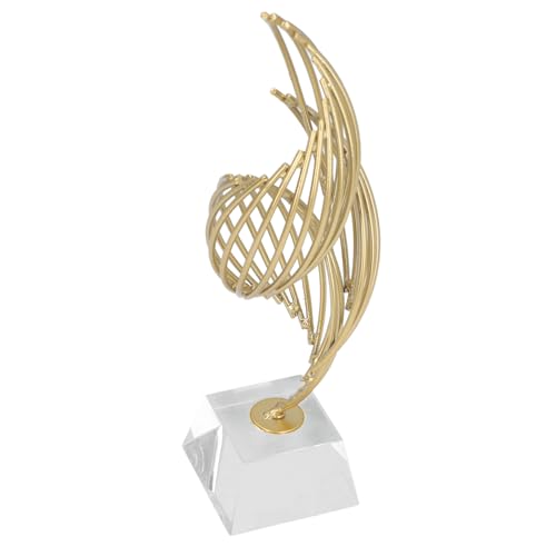Spiral Mesh Sculpture Gold Abstract Art Decor Modern Luxury Home Decoration Desk Shelf Figurines 10.2 Inch for Living Room Bedroom Office (Crystal White) - size: Crystal White