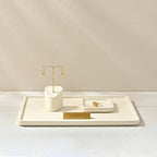 Microfiber Jewelry Trays Stackable Ring Earring Bracelet Necklace Bangle Watch Display Tray Drawer Organizer 13.77 * 9.44 * 0.59inch (White - color: Beige, size: 35*24cm Tray