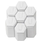 Mooca Ring Stand Holder Display Tower Jewelry Organizer, Ring Display Holder, Pedestals Display 7 Pcs Set Perfect for Showcase, White Faux Leather - color: White Faux Leather