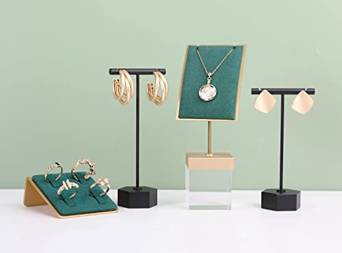 GemeShou Black Metal 2pcs Earring Display T Stand for Show, T Bar Jewelry Holder Tree for Retail Photography 【Black-Hexagon Base 2pcs Height 4.5" and 5.3"】 - color: B1/Black Hexagon Base 2pcs Height 4.5" and 5.3"