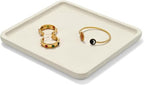Microfiber Jewelry Trays Stackable Ring Earring Bracelet Necklace Bangle Watch Display Tray Drawer Organizer 7.87 * 7.08 * 0.59inch (White - color: Beige, size: 18*20cm Tray