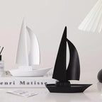 Statue Decorations Sailing Boat Ornaments Niche High-end Sense Light Luxury High-end Living Room Furniture Foyer Wine Cabinet TV Cabinet Decorations Home Decor Object(Black)