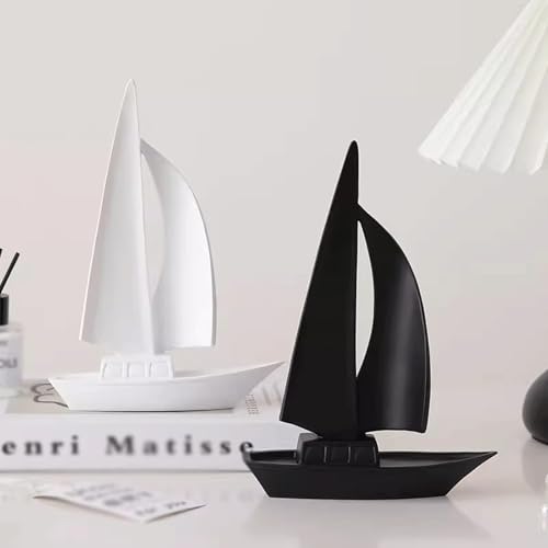 Statue Decorations Sailing Boat Ornaments Niche High-end Sense Light Luxury High-end Living Room Furniture Foyer Wine Cabinet TV Cabinet Decorations Home Decor Object(White)