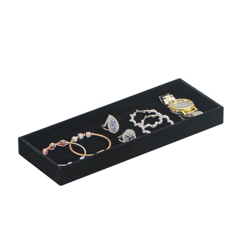 2Pcs Desk Drawer Storage Tray, Nightstand Organizer Tray, Necklace Bracelet Ring Earring Jewelry Display Tray, Grid Table Organizer Holder Tray for Sunglass, Phone, Watch, Perfume (1 grid)/Black - color: Black, size: 1 Grid