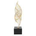 Modern Metal Sculpture, Iron Luxury Abstract Art Statue Decorative Table Centerpiece Ornament for Living Room Office Gold (Black Base)