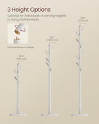 VASAGLE Solid Wood Coat Rack, Free Standing Hall Coat Tree with 8 Hooks, 3 Height Options, for Coats, Hats, Bags, Purses, for Entryway, Hallway, Rubberwood Hooks and Pole, Cappuccino Beige URCR010K01 - color: Cappuccino Beige, style: Square Base + Cylindr