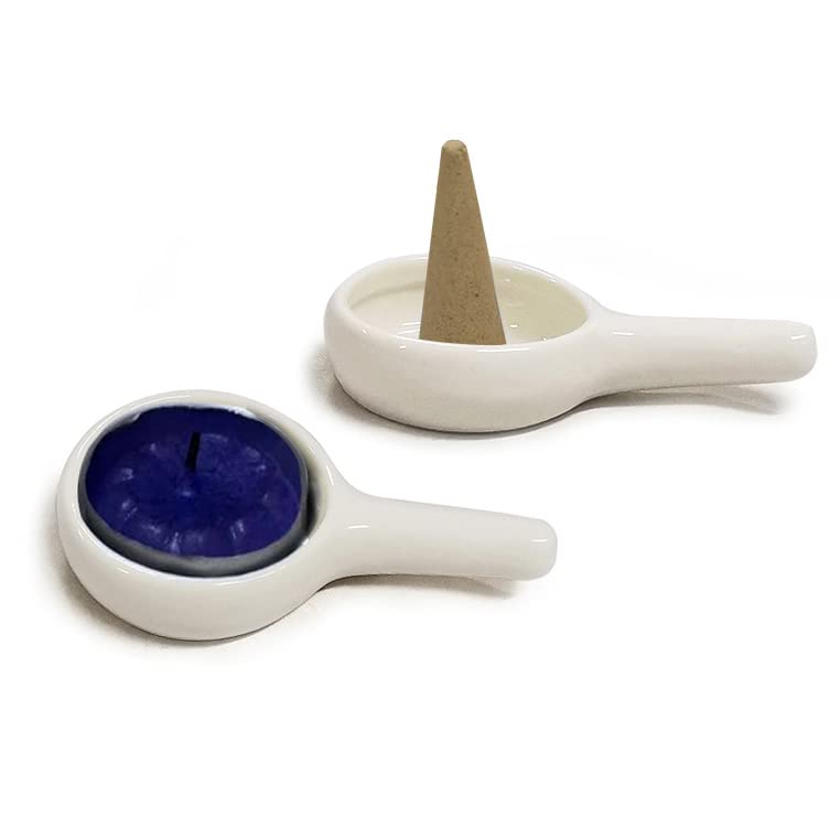4Pcs Ceramic Candle Spoon Tray Holder Tealight Wax Warmer Little Candle Spoon Replacement Fragrance Aromatherapy Furnace Accessories, White