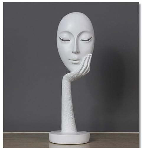 Elegant Abstract Thinking Woman Resin Sculpture - Modern Minimalist Geometric Decor, 7 Colors, 2 Sizes (12" and 15") - Contemporary Art for Living Room and Study (Silver Black 12 inch) - color: Silver Black 12 Inch