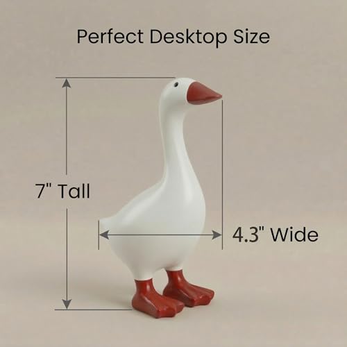 Desk Goose 7 inch, Mini Desktop Goose Statue Decor for Living Room Bedroom Bookshelf Coffe Table and Office Display - color: Positive 7 Inch