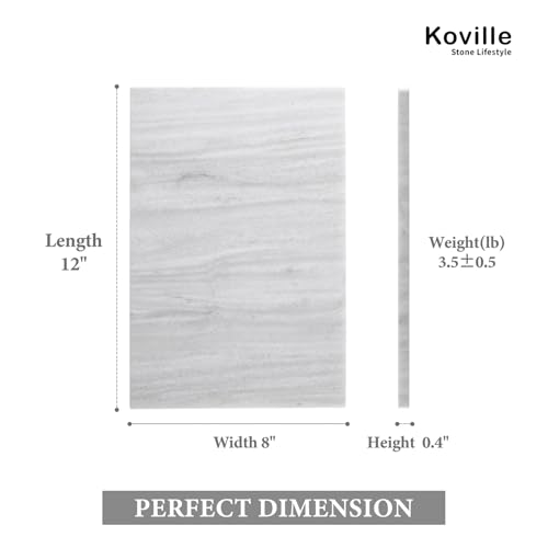 Koville Natural Marble Cutting Board for Kitchen Countertop, 12" x 8" Pastry Bread Macaron Display Board, Real Stone Slab Marble Cheese Boards, Bathroom Perfume Tray Candle Plate(Nestos White) - color: Nestos White
