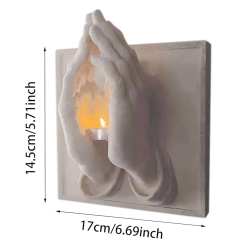 Praying Hands-A Perfect Blend of Warmth and Wishes, Praying Hands Candle Holder, 3D Wall Sconce Art Sculpture, Inspirational Prayer for Home, Office, Church Decorations (White) - color: White