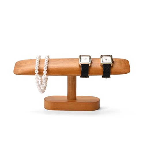 Solid Wood T-Bar Watch Display Stand Jewelry Organizer Holder for Watch and Bracelet