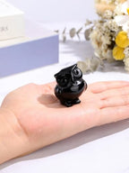 Jovivi Crystal Owl Decor Black Obsidian Healing Stone Crystal Pocket Owls Figurine Statue Hand Carved Polished Natural Gemstone Sculpture Home Office Desk Meditation Gift - color: Black Obsidian