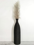 Modern Black Ceramic Vase, 13.3 inch Small Narrow Neck Vases, Ceramic Flower Vases Decorative, Fireplace, Table Decor, Modern Farmhouse Decor Vase