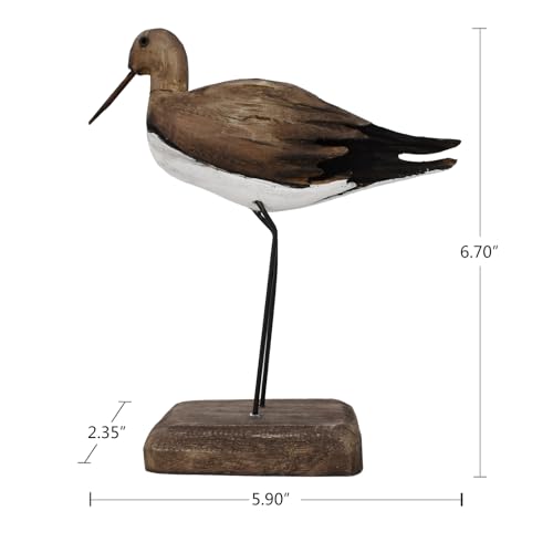 Wood Bird Statue Nautical Decor Decorative Sea Birds Sculpture Wooden Tabletop Figurine Coastal Ocean Beach Themed Decoration for Home Yard Bathroom Living Room (6.7" H) - color: 6.7" H