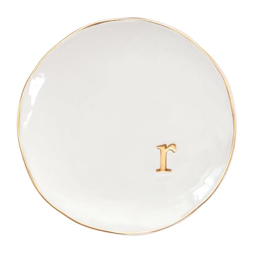 COLLECTIVE HOME - Ceramic Jewelry Tray, Decorative Trinket Dish for Rings Earrings Necklaces Bracelet Watch Keys, Birthday Mother's Day Christmas Gift for Women, 4.75", Glossy (r) - color: R
