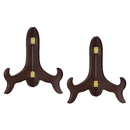 uxcell 2pcs 8" Easel Plate Holder, Wooden Folding Display Stand Brown for Decorative Picture Frame - color: Brown, size: 8"