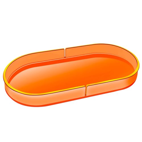 Acrylic Decorative Vanity Tray Perfume Jewelry Trinket Tray for Bathroom Counter Soap Toilet Tank Sink Small Candle Catch All Organizer, 12.6x6.3 Inches, Neon Orange - color: Neon Orange