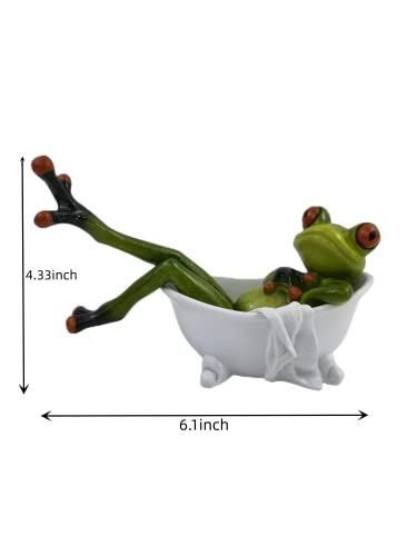 VVGIFTS Frog Figurines Decor Funny Cute Craft Resin Frog Sculpture Statue for Home Office Desk Tabletop Bathroom Decoration, Ornament Gift (Frog Lying in Bathtub) - color: Frog Lying in Bathtub