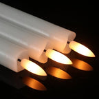GenSwin Flameless White Taper Candles Flickering with 10-Key Remote, Battery Operated Led Warm 3D Wick Light Window Candles Real Wax Pack of 3, Christmas Home Wedding Decor(0.78 X 9.64 Inch) - color: 3-White