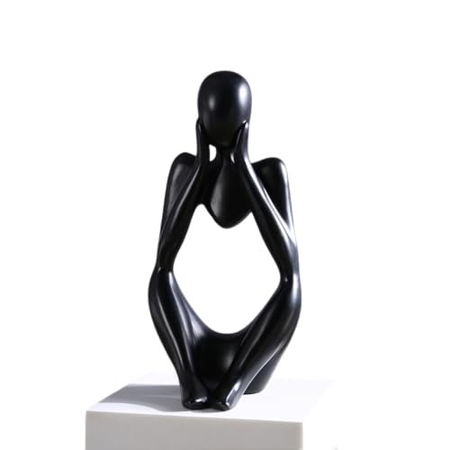 Minimalist Thinker Statue - Abstract Sculpture for Home & Office Decor | Boho Shelf & Coffee Table Accent (Profound Muse-Black) - color: Profound Muse-black