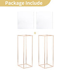 Nuptio Gold Vases for Centerpieces Wedding with Acrylic Panel - 2 Pcs 31.5 inch Tall Metal Flower Vase Flowers Stand - Elegant Bulk Weddings Decoration Table Geometric Centerpiece for Party Tables - size: 31½ inch Tall