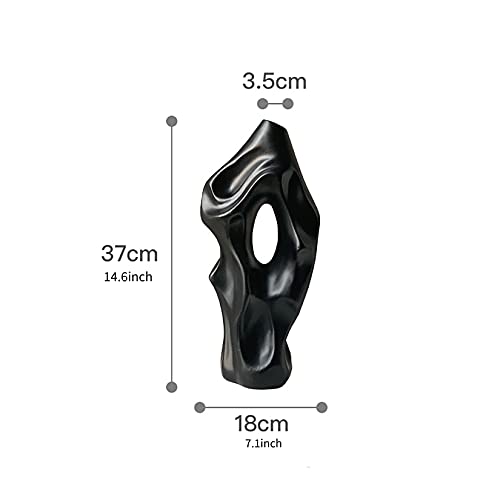 Abstract Ceramic Vase, Modern Flower Arrangement Vases Decor for Home Office Living Room Ornaments,Black - color: Black