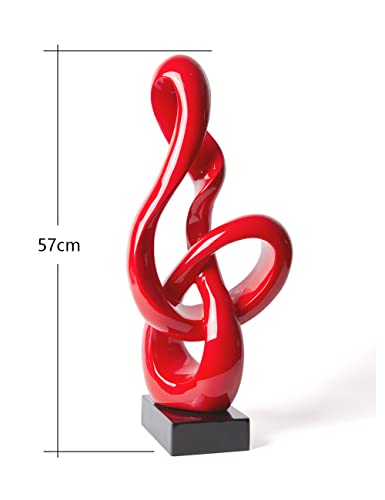 Sculpture Music Note Decor Modern Statue Gifts Treble Clef Figurine Polyresin Arts Red 23 inch - color: Red
