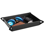 Luxspire Valet tray, PU Leather Tray, Catchall Tray, Men Women Jewelry Key Tray, Desk Storage Plate for Key Coin Phone Jewelry Wallet, Medium Size - Black - size: 11" x 9.1" x 8.7"