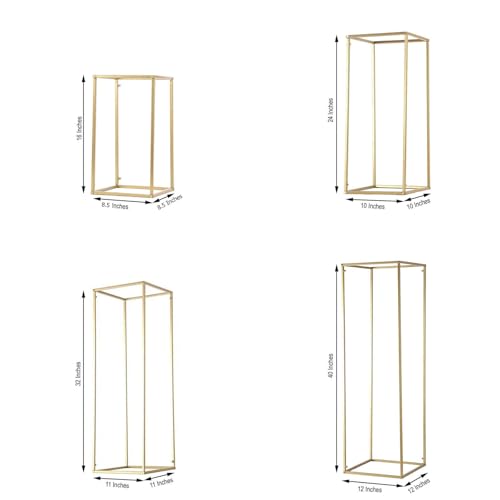 Efavormart Set of 4 Matte Gold Wedding Flower Stand Metal Vase Column Stand Geometric Centerpiece Vase - 16"| 24"| 32"| 40" - color: Gold, size: 4 Pack 16‘’24‘’32‘’40‘’