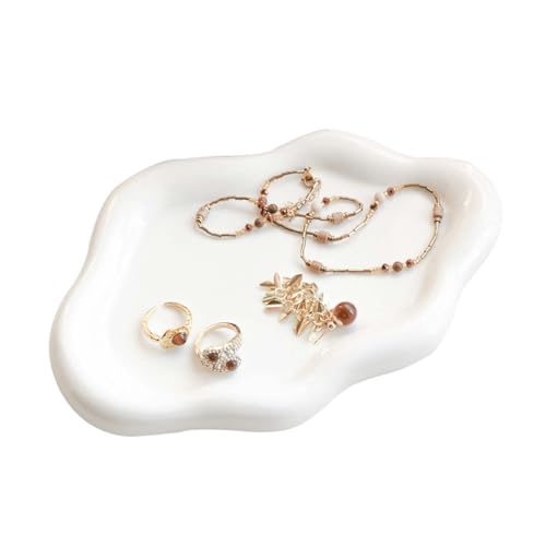 Gifts For Women White Ceramic Jewelry Dish Tray, Vanity Ring Dish Ceramic Jewlery Trays Trinket Ring Holder, Room Decor Aesthetic,Decorative Cloud Vanity Key Tray Present for Wife Mom Daughter (Cloud) - style: Cloud
