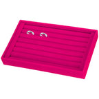 uxcell Velvet 7 Slots Ring Organizer Jewelry Display Tray Showcase Ring Holder Velvet Jewelry Organizer Stand for Rings Earrings Rose Red - color: Rose Red