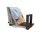 Adjustable Vinyl Record Storage Holder - Solid Wood Base Mid-Century Album Display Stand for 20-57 LPs - Retro Desktop Record Rack & Magazine Organizer - Aesthetic Gift for Audiophiles
