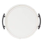 Kate and Laurel Bruillet Farmhouse Round Tray, 15 inch Diameter, Rustic White, Wood Tray for Coffee Table - color: White