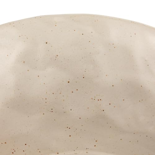 Creative Co-Op Stoneware Footed Pedestal Bowl with Handles, Reactive Glaze, White - color: White, size: 9.5" Round x 4" Tall