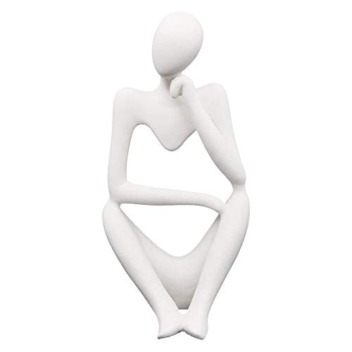 Asng Resin Thinker Style Abstract Sculpture Statue Collectible Figurines Home Office Bookshelf Desktop Decor (White,Right, Large) - color: White,right, size: Large