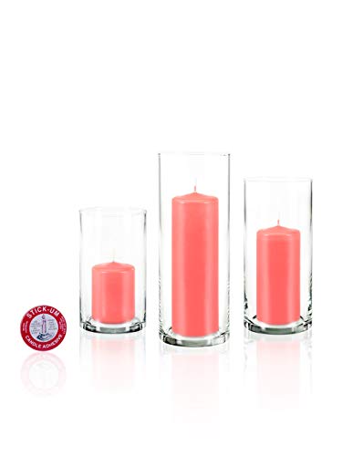 yummi Set of 12 Slim Pillars and Cylinder Vases - Coral - color: Coral