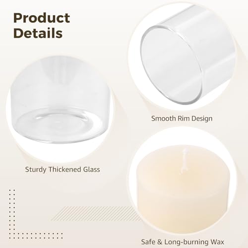 12 Sets Pillar Candles with Glass Cylinders Vases 3 Sizes - Slim Hurricane Glass Candle Holders, Transparent Cylinder Vases, Romantic Centerpiece Decor for Wedding, Party, Dining Table