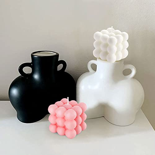 Valentine's Bubble Candles for Women, Floating Shelves Cube Shaped Scented Candles Square Candle Cool for Home Office Trendy Room Shelf Decor Aesthetic Bubble Candles Set (4 Pack) - color: Ivory White Pink Blue
