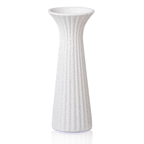 Speckled White Ceramic Vase for Home Decor, Small Textured Flower Vase for Pampas Grass, Rustic Farmhouse Decorative Vase for Coffee Table, Shelf & Living Room - color: Rustic White