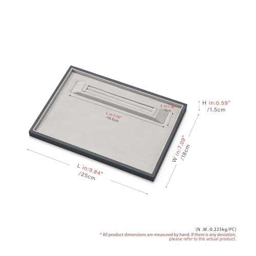 Oirlv Premium Leather Jewelry Showcase Tray, Velvet Display Organizer Professional Retail & Home Presentation Tray, Grey Medium - color: Blue, size: 9.84″ L×7.09″ W