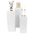 3PCs Square Pedestal Stand for Party, White Metal Cylinder Pedestal Stands, Sculpture Display Column Decoration Cube for Wedding Event Decoration