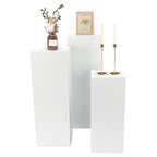 3PCs Square Pedestal Stand for Party, White Metal Cylinder Pedestal Stands, Sculpture Display Column Decoration Cube for Wedding Event Decoration