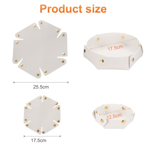 uxcell 2 Pcs Valet Tray for Women and Men, PU Leather Jewelry Tray Entryway Table Bedside Nightstand Catchall Storage Organizer for Jewelry Key Coin Watch Wallet (2 Size, White) - color: White