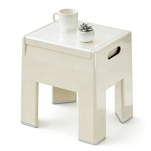 Nightstand Bedside with Storage Space, Multifunctional Colorful Plastic End Table Small Side Table for Bedroom, Dorm and Small Spaces, Easy Assembly(14.7" D x 11.8" W x 15.8" H, White) - color: White