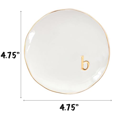 COLLECTIVE HOME - Ceramic Jewelry Tray, Decorative Trinket Dish for Rings Earrings Necklaces Bracelet Watch Keys, Birthday Mother's Day Christmas Gift for Women, 4.75", Glossy (b) - color: B