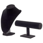 Juvale Necklace Display Stand & Bust Set - 2-Piece, Black Velvet, Modern Freestanding - Necklace Holder Stand & Bracelet Holder Display - Jewelry Showcase for Vendors & Photography
